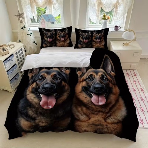 German shepherd couple duvet - german,