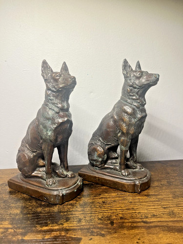 Antique bronze bookends - bronze,